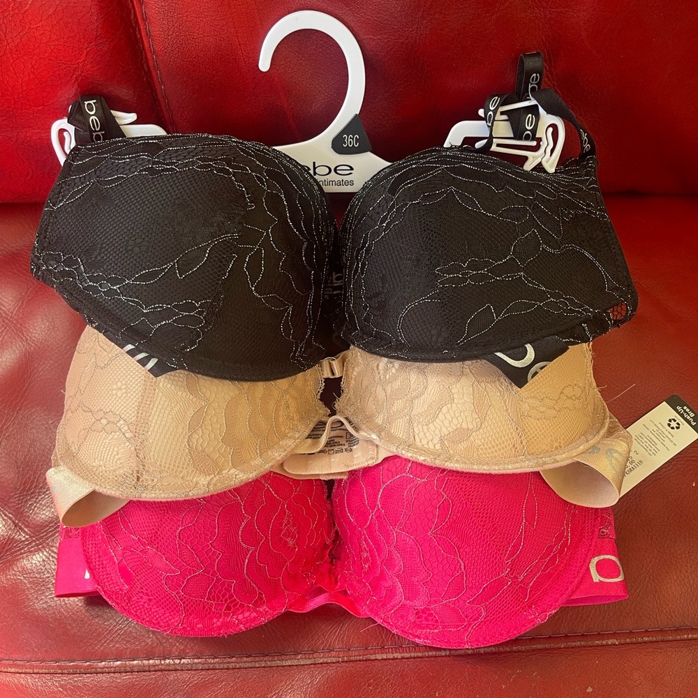 Bebe Push-up Bras Set of 3 Size 36C